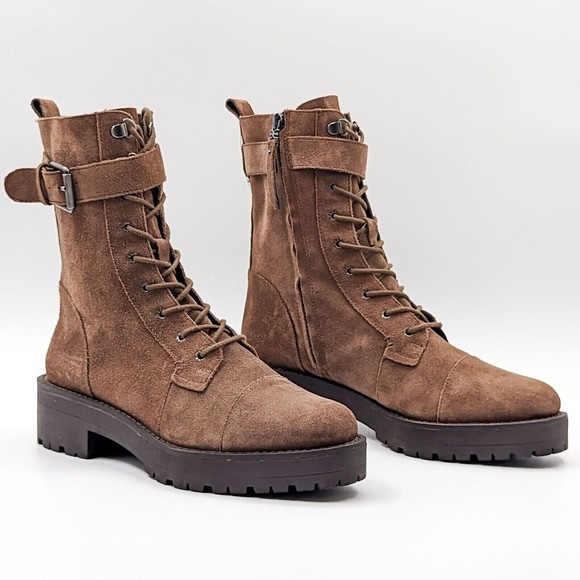 Sam Edelman Shoes - Sam Edelman Women Brown Suede Zip Junip Combat Boots 7
